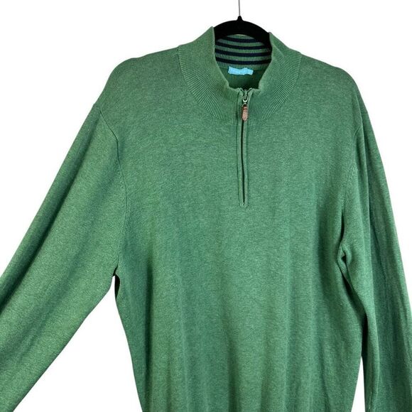 J. McLaughlin Green 1/2 Zip Sweater Mens size L Casual Preppy Pullover - Picture 3 of 7